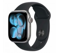 Apple Watch Series 11 42 мм (алюминиевый корпус, космический серый/черный, спортивный силиконовый ремешок S/M)