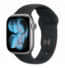 Apple Watch Series 11 42 мм (алюминиевый корпус, космический серый/черный, спортивный силиконовый ремешок S/M)