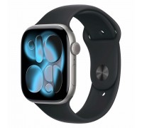 Apple Watch Series 11 46 мм (алюминиевый корпус, черный/черный, спортивный силиконовый ремешок M/L)