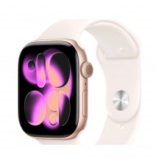 Apple Watch Series 11 46 мм (алюминиевый корпус, розовое золото / легкие румяна, спортивный силиконовый ремешок S/M, MEV64)