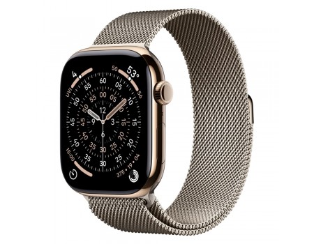 Apple Watch Series 11 LTE 46 мм (титановый корпус, золотистый/природный, миланская петля)
