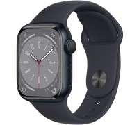 Apple Watch Series 8 41 мм (алюминиевый корпус, полуночный/полуночный, спортивный силиконовый ремешок)
