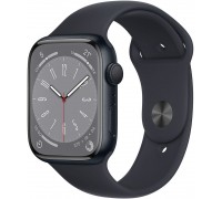 Apple Watch Series 8 45 мм (алюминиевый корпус, полуночный/полуночный, спортивный силиконовый ремешок)