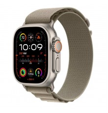 Apple Watch Ultra 2 LTE 49 мм (титановый корпус, титановый/оливковый, текстильный ремешок размера L)
